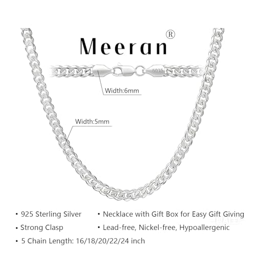 5mm Cuban Link Chain for Men,Silver Chain for Men Women Jewelry 16-24 Inch | 925 Sterling Silver Necklace Non Tarnish Gifts for Men Father Husband - color: 18 inches