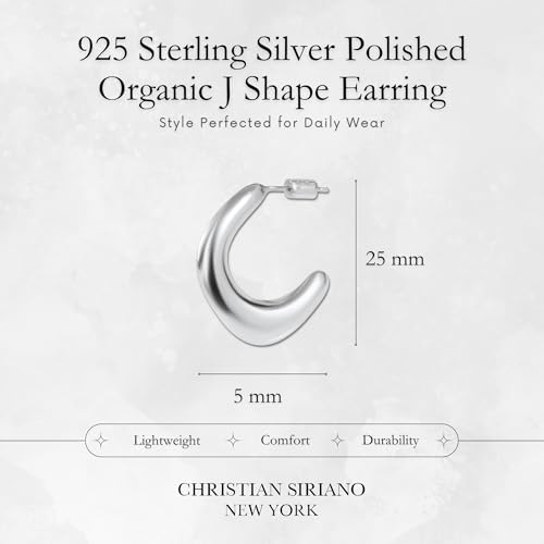 18K Gold Plated Sterling Silver Earrings for Women – Pure & Polished, Twist, Square, Hinged Tube, Abstract & Heart Shape Hoops – Lightweight, Hypoallergenic, Non-Tarnish Jewelry (Sizes: 3x35mm-46x30mm) - color: Silver, size: Abstract Shape (5x25mm)