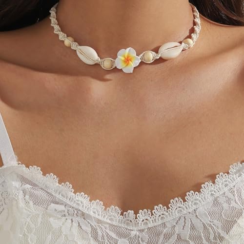 Nackiy Shell Necklace for Women, Handmade Summer Beach Jewelry Gift | Natural Sea Shell Necklace, Adjustable Collar Fit, Coastal Beach Style, Shell Starfish Charms, Lightweight Summer Jewelry - color: White