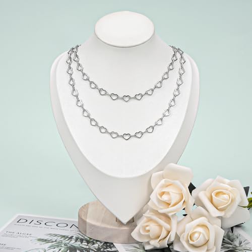 UMAOKANG 3 Meters Heart Chain for Jewelry Making Stainless Steel Chain Roll with Jewelry Supplies Findings Women Necklace Bracelet DIY - color: Heart Silver