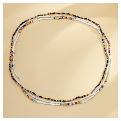 3Pcs/Set Boho Elastic Beads Waist Chains Jewelry Summer Beach Seed Beaded Belly Chain Jewelry Bikini Sexy Bead Waist Body Jewelry for Women - color: Black