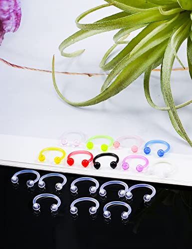 18G 16G 14G Plastic Septum Rings Flexible Lip Rings Hoops Septum Nose Rings Smiley Piercings Acrylic Horseshoes Cartilage Helix Rook Daith Earrings Piercing Retainer for Work 8mm 10mm 12mm - color: 8mm(5/16") Hoop