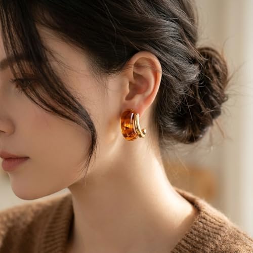 Vintage Hoop Earrings for Women Geometric Gold Chunky Studs Jewelry Accessory