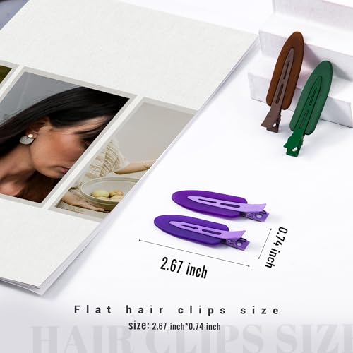 10 Pcs Creaseless No Crease No Bend Flat Hair Clips For Styling Non Slip Makeup Clips For Women Salon Hairstyle,Matte Brown Dark Blue Purple Green - color: Matte Brown Dark Blue Purple Green
