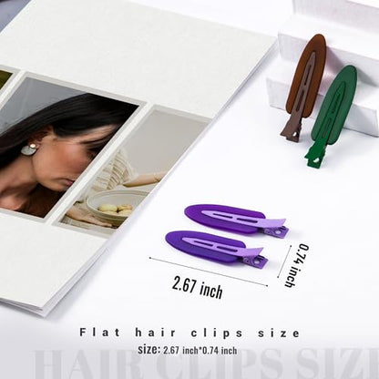 10 Pcs Creaseless No Crease No Bend Flat Hair Clips For Styling Non Slip Makeup Clips For Women Salon Hairstyle,Matte Brown Dark Blue Purple Green - color: Matte Brown Dark Blue Purple Green