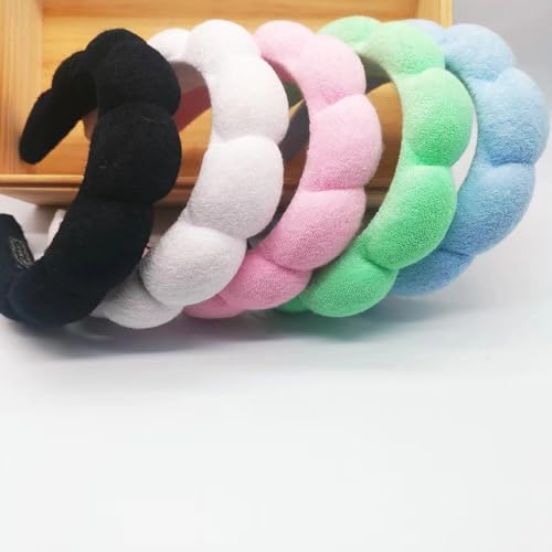 Spa Headbands for Washing Face Makeup Skin Care Headband Women Bubble Facial Beauty Headbands Puffy Shower Towel Band Hair Headband - color: Green