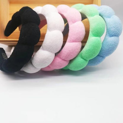 Spa Headbands for Washing Face Makeup Skin Care Headband Women Bubble Facial Beauty Headbands Puffy Shower Towel Band Hair Headband - color: Green