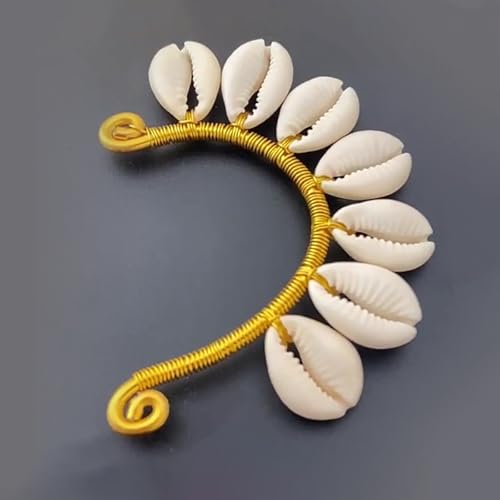 Wellike Gold Ear Cuffs For Women Non Piercing Single Clip On Earrings 18k Gold/Silver Plated Handmade Cuff Earrings Hypoallergenic Waterdrop Cowrie Shell Jewelry - color: KKWE098-G