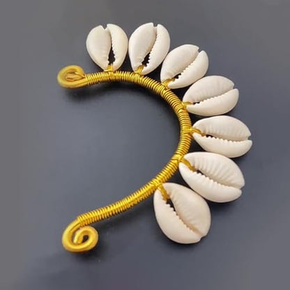 Wellike Gold Ear Cuffs For Women Non Piercing Single Clip On Earrings 18k Gold/Silver Plated Handmade Cuff Earrings Hypoallergenic Waterdrop Cowrie Shell Jewelry - color: KKWE098-G