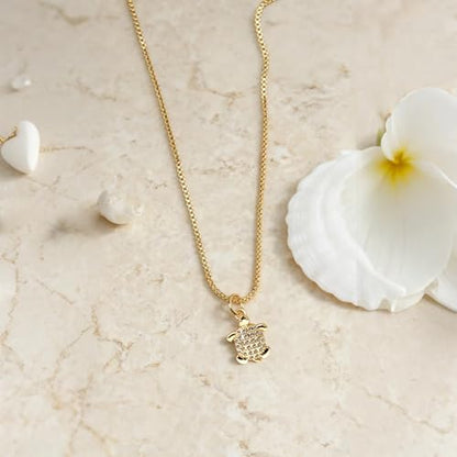Dainty Gold Necklace for Women, 14K Gold Plated Cubic Zirconia Pendant Necklace, Dainty Fish Sea Turtle Pendant Necklace Ocean Beach Cute Trendy Gold Jewelry Necklaces for Women Gift - style: Sea Turtle