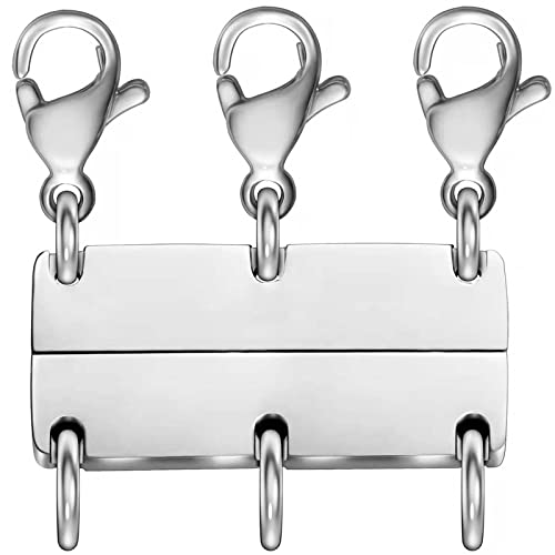 Dailyacc Layering Magnetic Necklace Clasp,18 K Gold and Silver Separator for Stackable Necklaces - color: 1PCS - 3 Silver