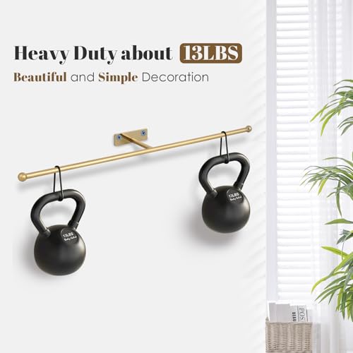 2-Pack Wall Hanging Jewelry Organizer, 14.5" Necklace Holder, Gold | For earrings, rings, bracelets, hairbands, glasses, space saving wall display, screws included - color: Gold