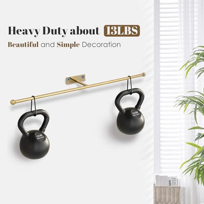 2-Pack Wall Hanging Jewelry Organizer, 14.5" Necklace Holder, Gold | For earrings, rings, bracelets, hairbands, glasses, space saving wall display, screws included - color: Gold