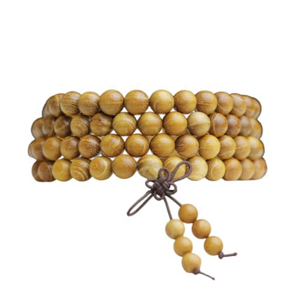 Zen Dear Natural Golden Sandalwood Mexican Bocote Mala Prayer Bead Bracelet Link Wrist Necklace Mala Beads - style: 8mm 108 beads
