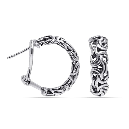 LeCalla 925 Sterling Silver Omega Back Stud Earrings for Women | Classic Pierced Omega Closure Earring | Earring Jewelry Gift for Her, Wife or Girlfriend | Daily Wear & Special Occasion Earring - color: Byzantine Omega Clip