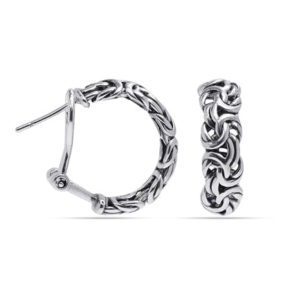 LeCalla 925 Sterling Silver Omega Back Stud Earrings for Women | Classic Pierced Omega Closure Earring | Earring Jewelry Gift for Her, Wife or Girlfriend | Daily Wear & Special Occasion Earring - color: Byzantine Omega Clip