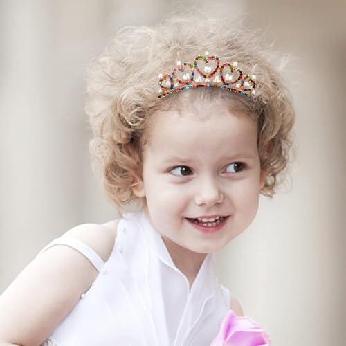 ANBALA Small Tiara Crown with Hair Comb, 3 Pack Mini Tiara Crown Crystal Hair Accessories Hair Styling (Gold + 7 Color Crystal) - color: Gold+7Color Crystal