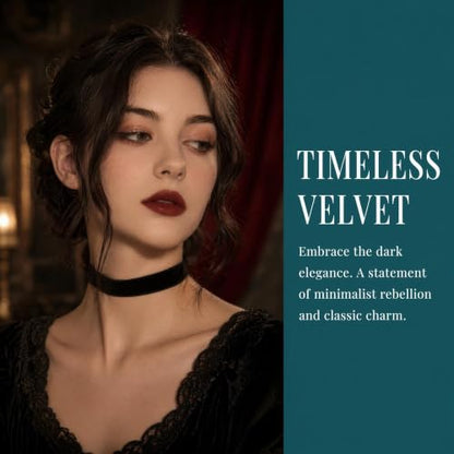 Velvet Choker Necklace for Women Goth Halloween Y2K Ribbon Collar Set - color: Black-0.6''-20pcs