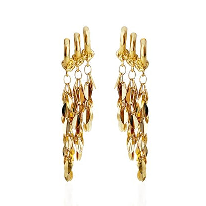 Long Dangle Earrings For Women, Fringe Chandelier Earrings Punk Metal Chain Earrings Hypoallergenic Lightweight Tassel Drop Earrings - color: H-Gold