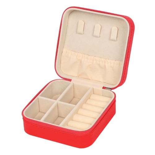 MFXIP Travel Jewelry Case Small Jewelry Box Jewelry Organizer Storage Case Portable PU Leather Mini Jewelry Travel Case for Girls Womens Earring, Necklace, Rings,Bracelets - color: Bordeaux Red