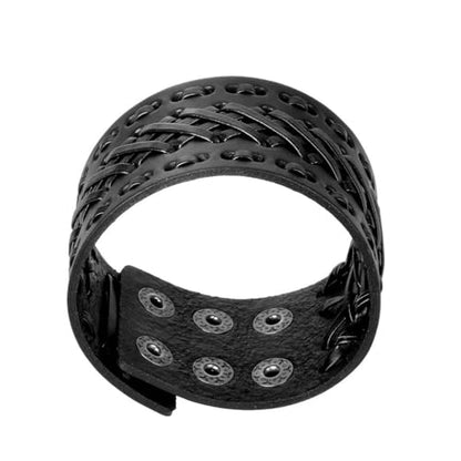 JAOYU Punk Leather Cuff Bracelet Goth Leather Wristband Rock Bracelet Biker Bracelet for Men Leather Armband Black Handmade Jewelry - color: Alloy Leather Bracelet