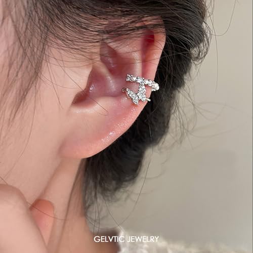 Cute Butterfly Cartilage Clip on Earrings for Women Non Pierced Huggie Ear Cuff Y2K Statement Silver Clip Stud Earrings Granddaughter Daughter Valentines Birthday Graduation Jewelry Gift - color: EA316-Silver Butterfly