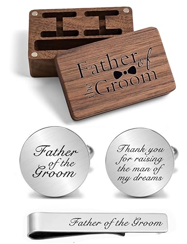 Kooer Personalized Men's Wedding Cufflinks, Custom Father Of The Bride Cuff Links Jewelry Gift For Men Him Groom Groomsman - style: Father of The Groom