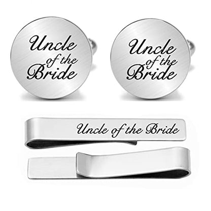 Kooer Personalized Men's Wedding Cufflinks, Custom Father Of The Bride Cuff Links Jewelry Gift For Men Him Groom Groomsman - style: uncle of the bride