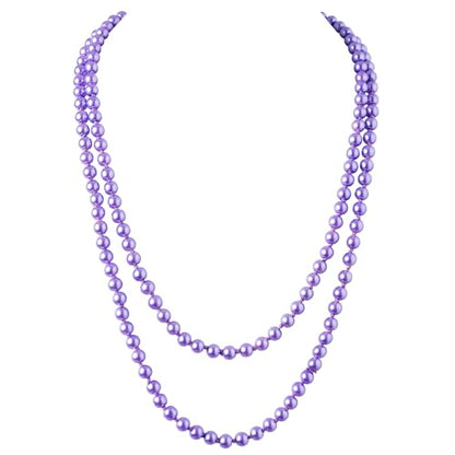 BABEYOND Long Pearl Necklace Faux Pearls Necklace Set Beaded Long Pearls Necklace 1920s Gatsby Costume Jewelry - color: Purple