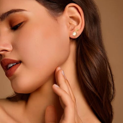 Pearl Earrings for Women 14k Gold/Silver Pearl Drop Earrings Long White Pearl Tassel Dangle Statement Earrings Bridal Wedding Dainty Prom Earrings Birthday Gifts Jewelry - color: Gold Caged Pearl+Ball Stud Earrings