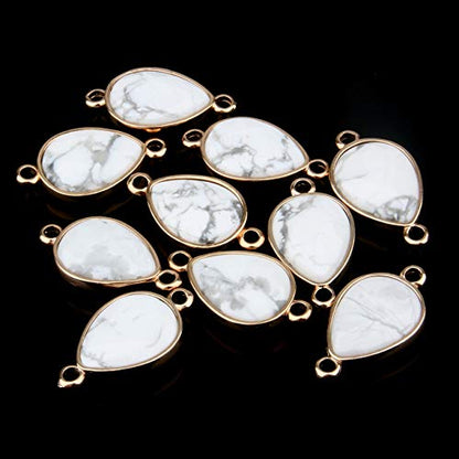5Pcs Natural Stone Pendants, Agate Crystal Quartz Stone Connectors Charms Healing Chakra Gemstone Necklace Links Pendants for Jewelry Making 28X15X7mm (Random Mixed Colors)