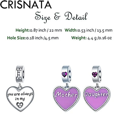 925 Sterling Silver Mothers Day Series Charms - Artist, Autism, Mother Daughter & Baby Foot Charms, Mom Crown & Nana Beads - Fits European Bracelet or Necklace - Gifts for Family, Lovers & Friends - color: Mother Daughter Double Heart Split Charms