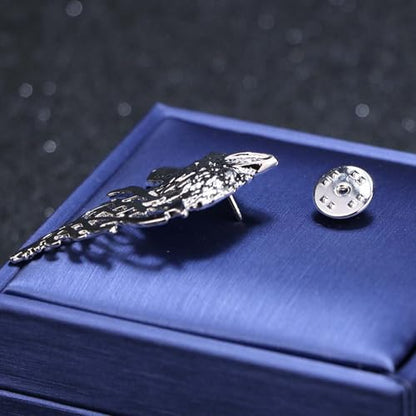 HETICA Vintage Animal Dragon Skull Wolf Crown Lion Brooch for Men Women Suit Tie Dress Lapel Pin Fashion Jewelry - style: Vintage Silver Wolf Head