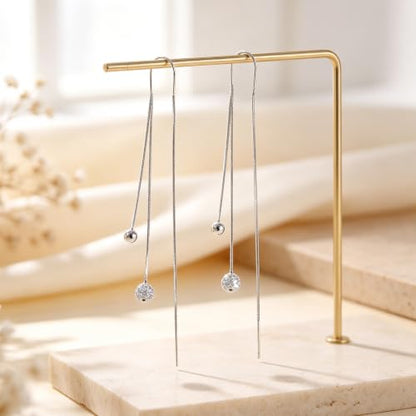 Silver Dangle Earrings Women Dangling Drop Bridesmaid Wedding Prom Jewelry - color: Silver disc drop