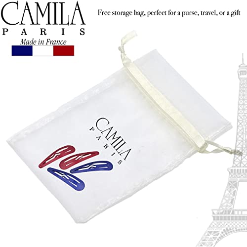 Camila Paris CP1330H French Hair Barrettes Clips, Snap Hair Slides Clic Clac for Women, Styling Girls Side Slide-in Metal Snap Pin Hair Accessories for Women. Strong Hold, No Slip Grip, Made in France - color: 4PK Metal Blue/Red2 2"