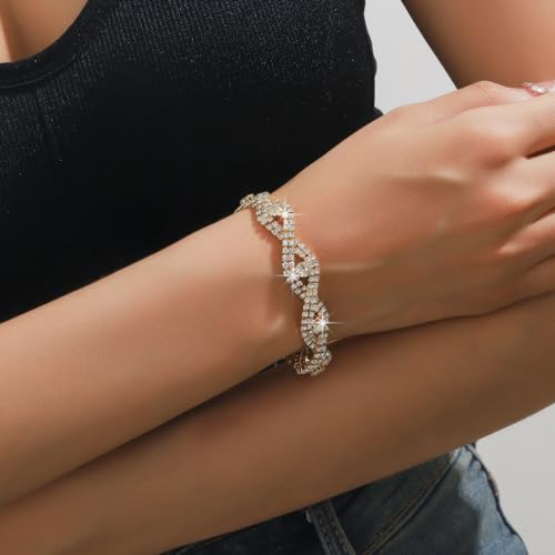 Prom Earrings Necklace Bracelet Set Elegant Crystal Rhinestone Necklace Earrings Bracelet Bridal Wedding Prom Dresses Costume Outfit Gold Jewelry Sets for Women - color: Gold B