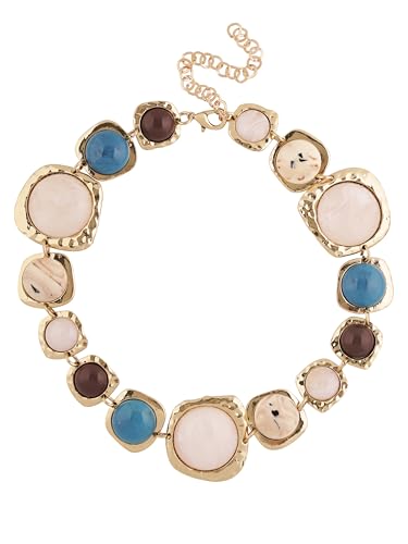 MINACHI Boho Chunky Statement Necklace for Women, Vintage Style with Milky White, Blue and Brown Accents - style: Necklace NECK.001