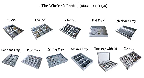 Sunglasses Eyewear Watch Tray Gray Velvet Stackable Organizer Premium Quality Jewelry Storage Multi Function Hallway Orgnization Drawer Divider - size: Glasses Tray
