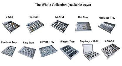 Sunglasses Eyewear Watch Tray Gray Velvet Stackable Organizer Premium Quality Jewelry Storage Multi Function Hallway Orgnization Drawer Divider - size: Glasses Tray