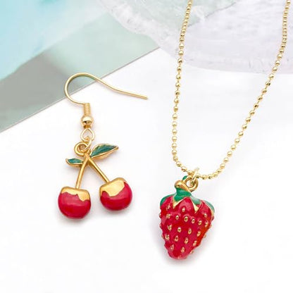 Multiple Shapes Pendant Fruit Charms For Jewelry Making Cute 3D Strawberry Charms For Bracelets Flatback Cherry Charm Kawaii Metal Fruits Strawberries Cherries Pendants Earring Necklace Jewelry Charms
