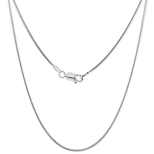 Sterling Silver 1.2mm Snake Chain Necklaces & Bracelets Nickel Free Italy Sizes 7-30 inch