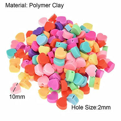 100pcs Mixed Heart Polymer Clay Spacer Beads for Women Jewelry Making DIY Bracelet Necklace Hair Clip Accessories Valentine's Day Gift (Heart) - color: Heart
