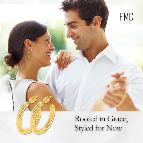 18K Gold Plated Sterling Silver Earrings for Women – Pure & Polished, Twist, Square, Hinged Tube, Abstract & Heart Shape Hoops – Lightweight, Hypoallergenic, Non-Tarnish Jewelry (Sizes: 3x35mm-46x30mm) - color: Gold, size: Twist Hoop (4x25x30mm)