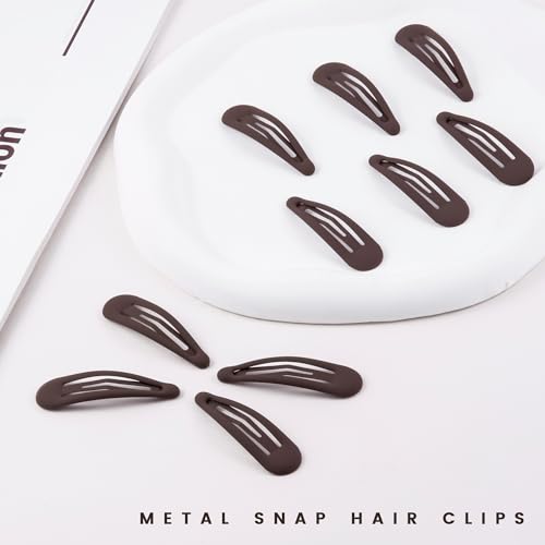 Small Hair Barrettes For Women No Slip Metal Snap Clips For Thin And Fine Hair,Matte Dark Brown,20 PCS,1.97 x 0.5 Inch. - color: Matte Dark Brown