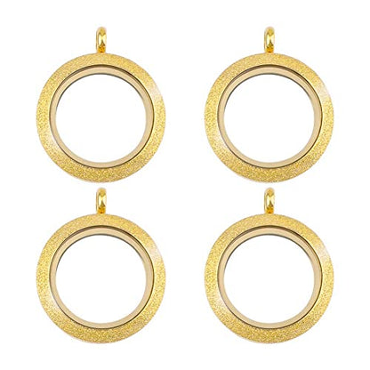 WANDIC Photo Charms, Set of 4 Matte Stainless Steel Round Memory Locket Pendant Bridal Wedding Bouquet Charms for Photo or Wedding, 25mm - color: 4pcs-gold Matte