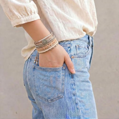 Wakami Charm Bracelet Stack Beaded Stackable Bracelets for Women - color: Winter Weather | 6.5IN