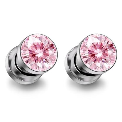 Astm F136 Titanium CZ Ear Gauges Screw Fit Flesh Tunnels Plugs Gauges Earring Expander Stretcher Ear Tunnels For Ears 10G 8G 6G 4G 2G 0G 00G Plug Earrings Body Piercing Jewelry For Women Men - color: 10G Gauges,Pink CZ