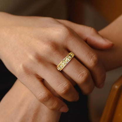 Amethyst Emerald Ruby Sapphire Wedding Band Anniversary Women Rings | 925 Sterling Silve|Hypoallergenic|Standard Size|Ruby|Sapphire|Emerald|Wedding Anniversary Jewelry|Genstone Ring|Holiday Gifts - color: Peridot & Gold