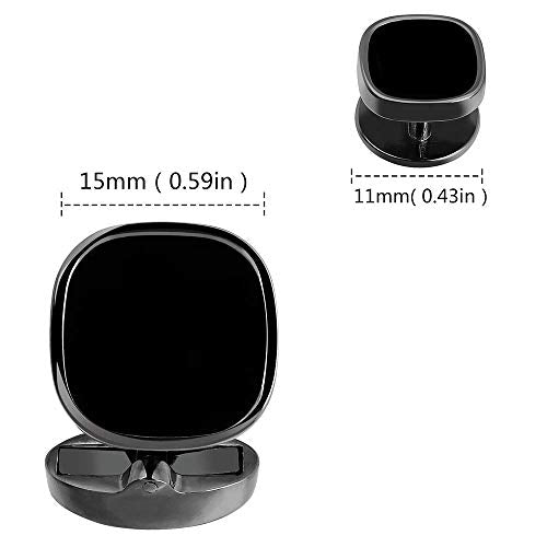 HAWSON Cufflinks and Studs for Men-Black Stone Mens Fashion Gun-Black Cufflinks and Tuxedo Shirt Studs Set for Regular Weeding Business Accessories - color: Black Stone