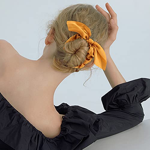 Jaciya Hair Ties: Silk Bunny Ears and Tail Scrunchies for Girls and Women Hair Accessories (Pink/Blue/Green/Yellow/Purple/White) - color: Pink/Blue/Green/Yellow/Purple/White